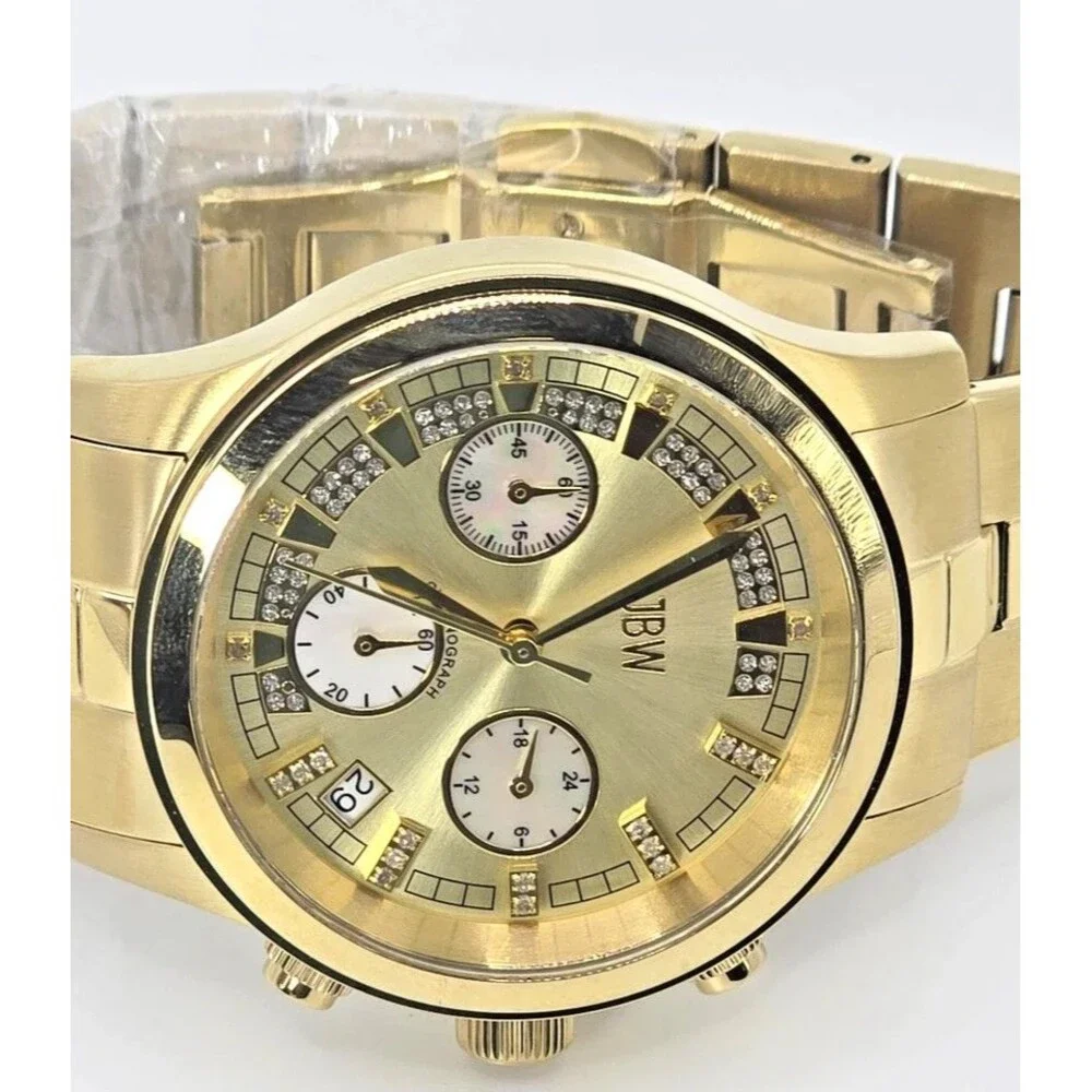 JBW Alessandra JB-6217-E Gold Tone Diamond Chronograph Womens Watch 38mm